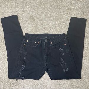 Men’s Size 29 x 30 American Eagle Distressed Athletic Skinny Black Jeans